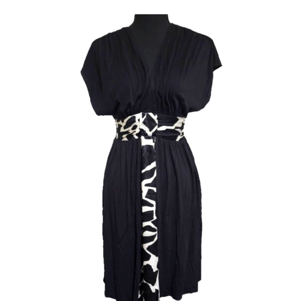Single Black And White Midi Jersey Dress  Size Small